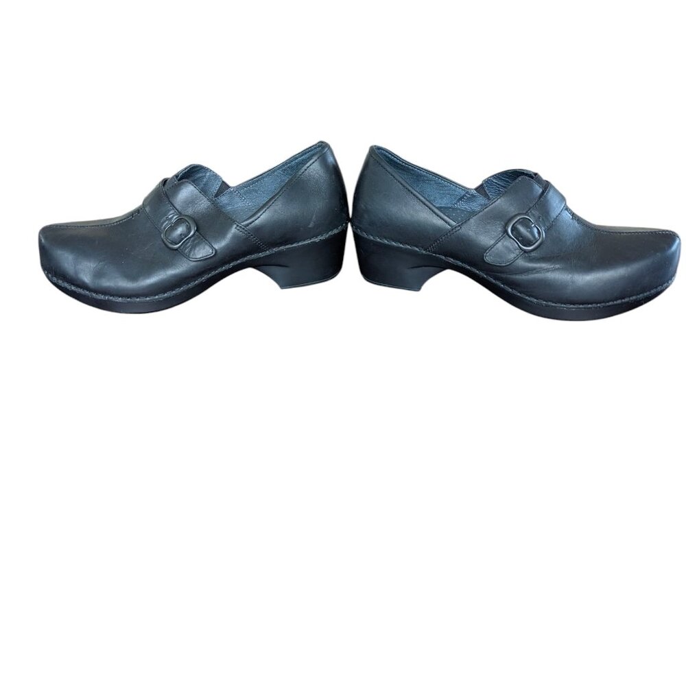 DanskoTamara Black Leather Slip on Buckle Clogs - Size 41 - Picture 2 of 9